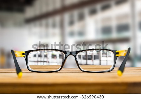 Glasses view vision focus viewpoint in office company.