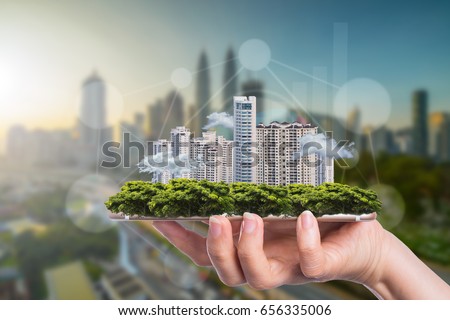 Business smart city concept for growing and success with your technology.