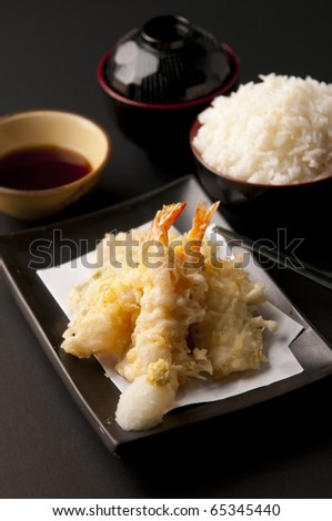 Tempura Moriawase with rice Tempura Moriawase in restaurant on yesterday. Janpan food gave me to know japanese culture and custom with japanese people.