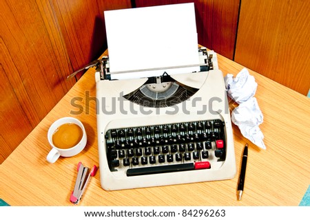 Typewriter the office which is busy at business working time