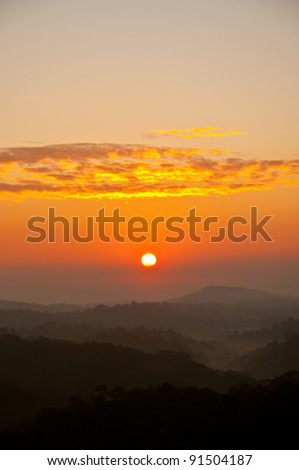 Sun Rising in Num Nao National Thailand in the morning