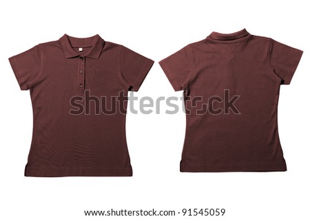 Vintage  Dark Brown Female color Polo Shirt with white background Men Front and back Polo Shirt