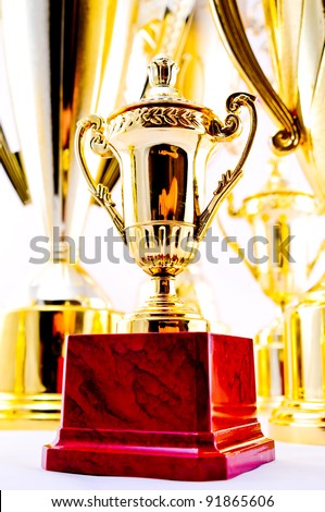 Trophy isolated with white background. Winner award of Champion