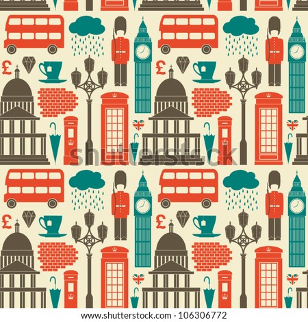 Seamless pattern with London symbols and landmarks Seamless pattern with London symbols and landmarks