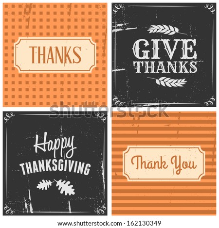 A set of four typographic design cards for Thanksgiving Day A set of four typographic design cards for Thanksgiving Day