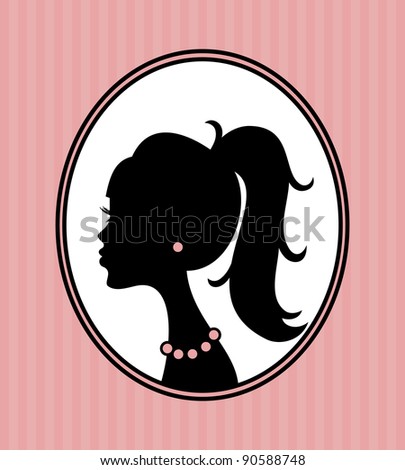 Illustration of a beautiful female silhouette with elegant hairstyle