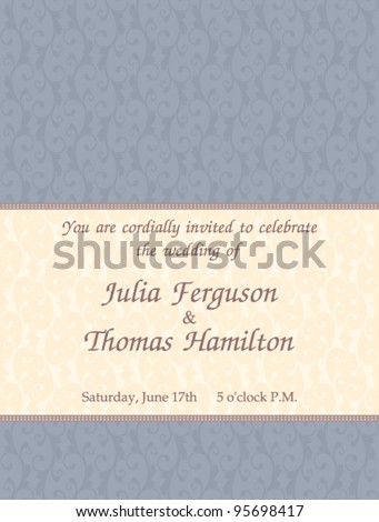 stock vector Elegant wedding invitation template in blue