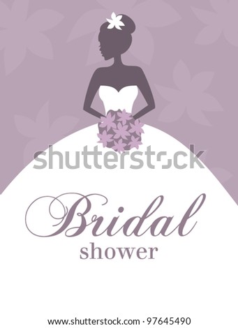  of a beautiful bride against pastel purple background Bridal shower