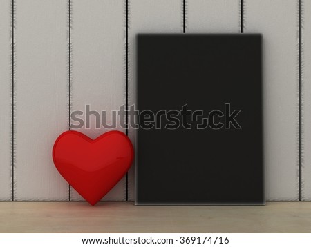 Empty blackboard in shabby chic, vintage style. Scandinavian style home interior decoration. Love and valentine concept. Copy paste image or text.