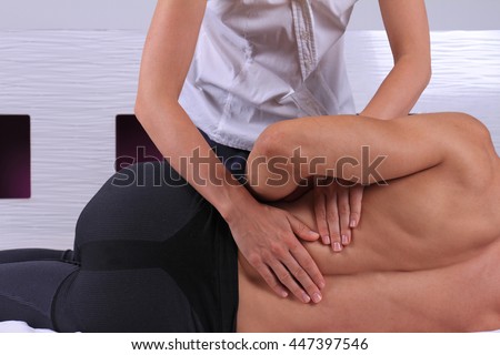 Chiropractic, osteopathy, manual therapy. Therapist doing healing treatment on man\'s back . Alternative medicine, physiotherapy, pain relief concept