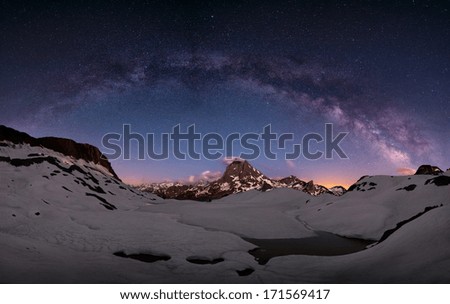 Arc of the milky way over mount Midi, Pirenees, France