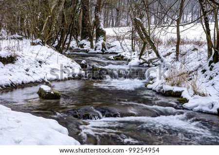 Small mountain stream in winter - Some small mountain stream in winter covered with sheets of ice.