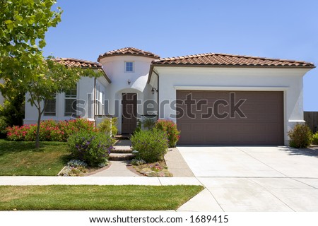 Exterior Shot Of A Newer Spanish Style Home Built In California ...