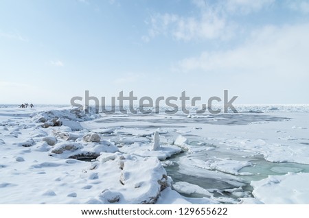 Drift ice in the Sea of Okhotsk, Japan