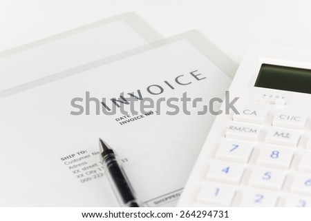calculator and invoice.