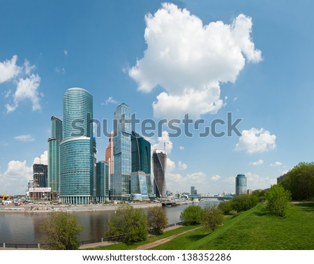 MOSCOW - MAY 12: Panorama of the Moscow International Business Center, Moscow-City on May 12, 2013 in Moscow, Russia. Moscow-City area is currently under development
