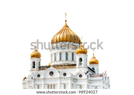 The Cathedral of Christ the Savior in Moscow, Russia (isolated on white background)