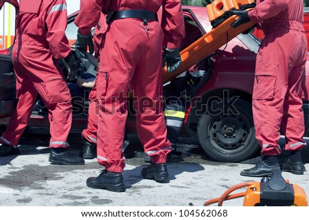 Rescue operation after a car crash