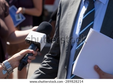 Journalist making interview with businessman