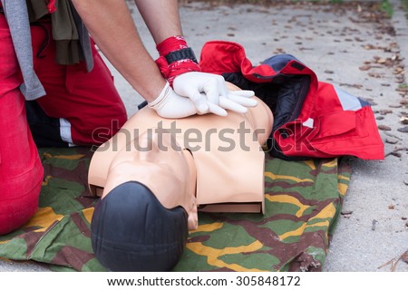 First aid. Heart massage.
