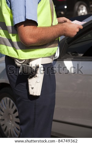 Police officer doing a traffic control