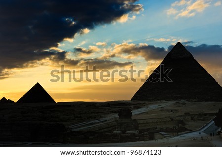 sunset at the pyramids, Egypt