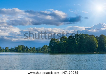 Lake in a hot day. Summer landscape
