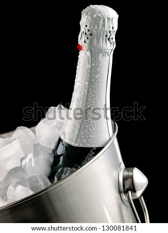 Champagne bottle in ice