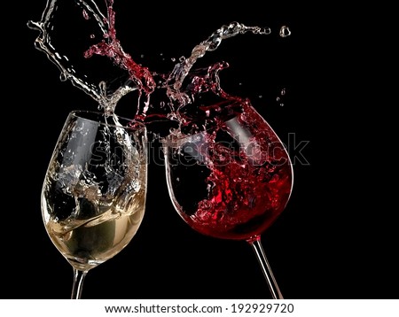 Red and white wine splash