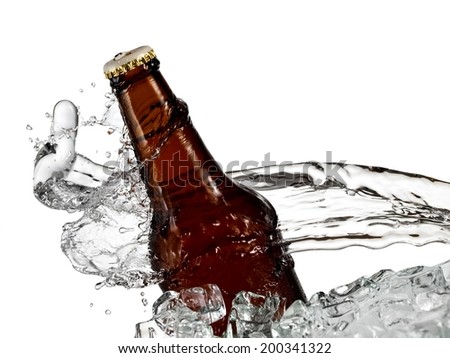 Brown beer bottle splash