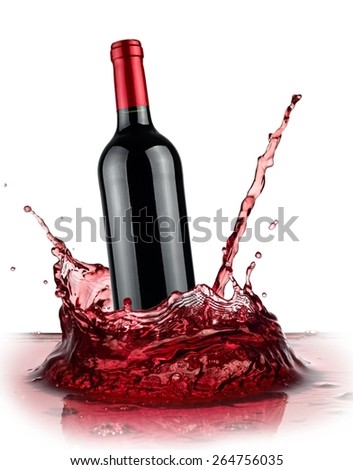 Red wine bottle splash