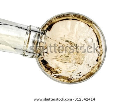 White wine pouring, top view