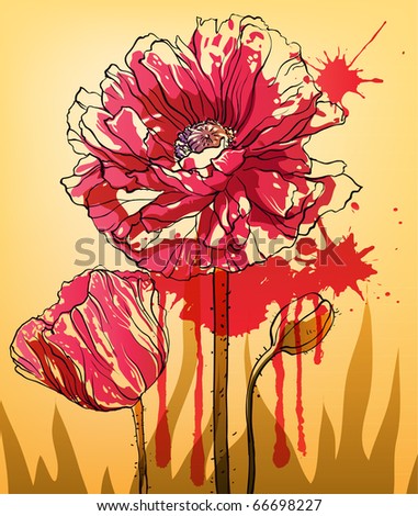 Background With Hand Drawn Flower Stock Vector Illustration 66698227