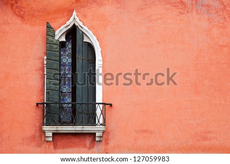 Venetian window with space on wall for text