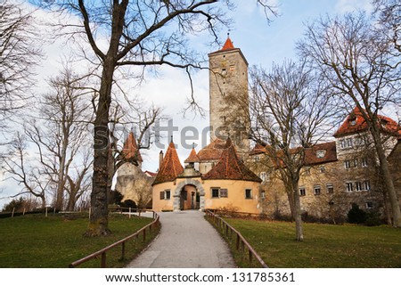 old castle gate with castle tower of Rothenburg ob der Tauber in Germany