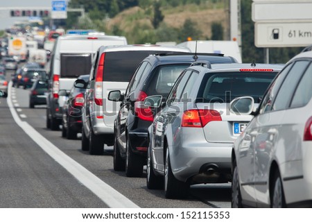 holiday traffic jam on a freeway