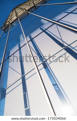 BONN, GERMANY - JANUARY 31: low angle view of the Post Tower on January 31, 2014 in Bonn. It\'s the headquarter of Deutsche Post DHL and with 162,5 m the 11th highest tower in Germany.