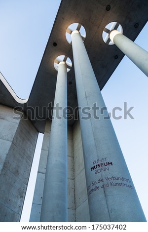 Bonn, Germany - January 31: Columns Of The Art Museum On January 31, 2014 In Bonn. The Museum Is A Great Respected Museum Of Contemporary Art With About 7.500 Artworks, Especally From August Macke.