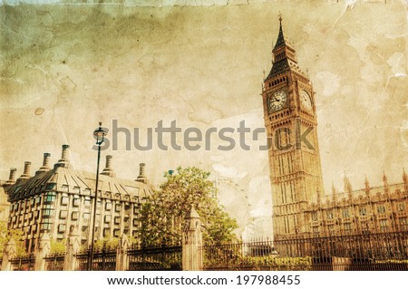 vintage style picture of London with Big Ben