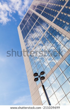 PARIS - AUGUST 05: facade of the Grande Arche on August 05, 2014 in Paris. It is a modern building shaped like a triumphal arch, designed by  Johan Otto von Spreckelsen und Paul Andreu