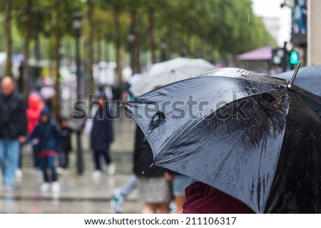 city people walking with umbrellas in the rainy city