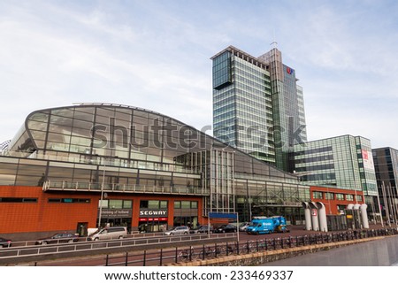 AMSTERDAM, NETHERLANDS - NOVEMBER 13: Passenger Terminal Amsterdam on November 13, 2014 in Amsterdam. Its the citys official port for cruise ships with about 200,000 passengers annually