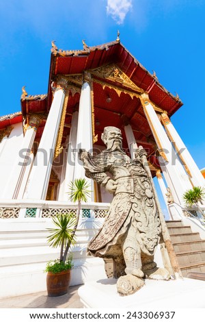 ANGKOK, THAILAND - DECEMBER 10, 2014: Wat Suthat that is a royal temple of first grade, one of ten such temples in Bangkok -23 in Thailand-. Construction was begun by King Rama I in 1807