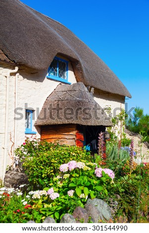 thatched cottage in Porlock Weir, Somerset, England