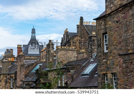 historic buildings in the old town of Edinburgh, Scotland, UK