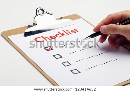 An item on a checklist being checked off