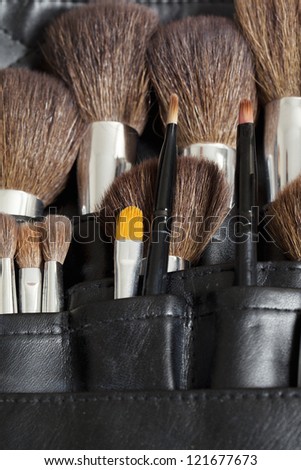 Close up image of different type of make up brush