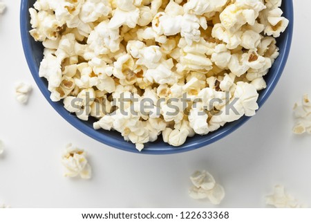 Top view and cropped image of a pop corn bowl