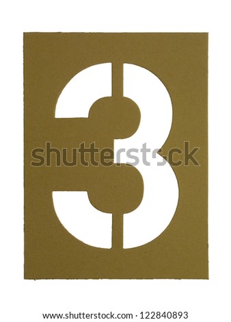 Close-up image of a cardboard with cut out number 3