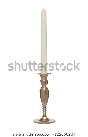 Golden candle stick holder isolated in a white background